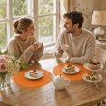 thumbnail image 5 of Unique Bargains 2 Pcs Bow Oval Faux Leather Placemat Orange, 5 of 5