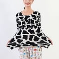 thumbnail image 5 of SWSMCLT Women's Cotton Pajama Tops Cute Lounging Ruffle Sleepwear Pajamas Soft Long Sleeve Comfy Spandex Sleeping Black White XX-Large, 5 of 5