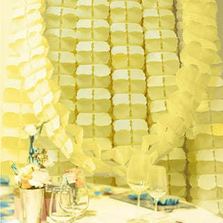 Corner of Striped Yellow Curly Hanging Down Party Streamers