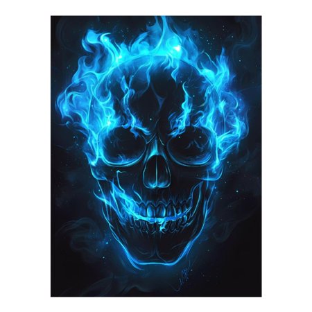 Diamond Painting Kits for Adults - Blue Fire Skull5d Diy Full Drill Diamond Art Kits for Adults Kits Gem Art Rhinestones Craft for Wall Home Decor Gifts(No Frame)