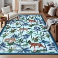 thumbnail image 4 of Garvee 8x10 Tiger Area Rug Washable Rug, Tropical Jungle Plant Printed Rugs Non Slip Non Shedding Indoor Rug Carpet for Bedroom Living Room Dining Room, Blue, 4 of 8