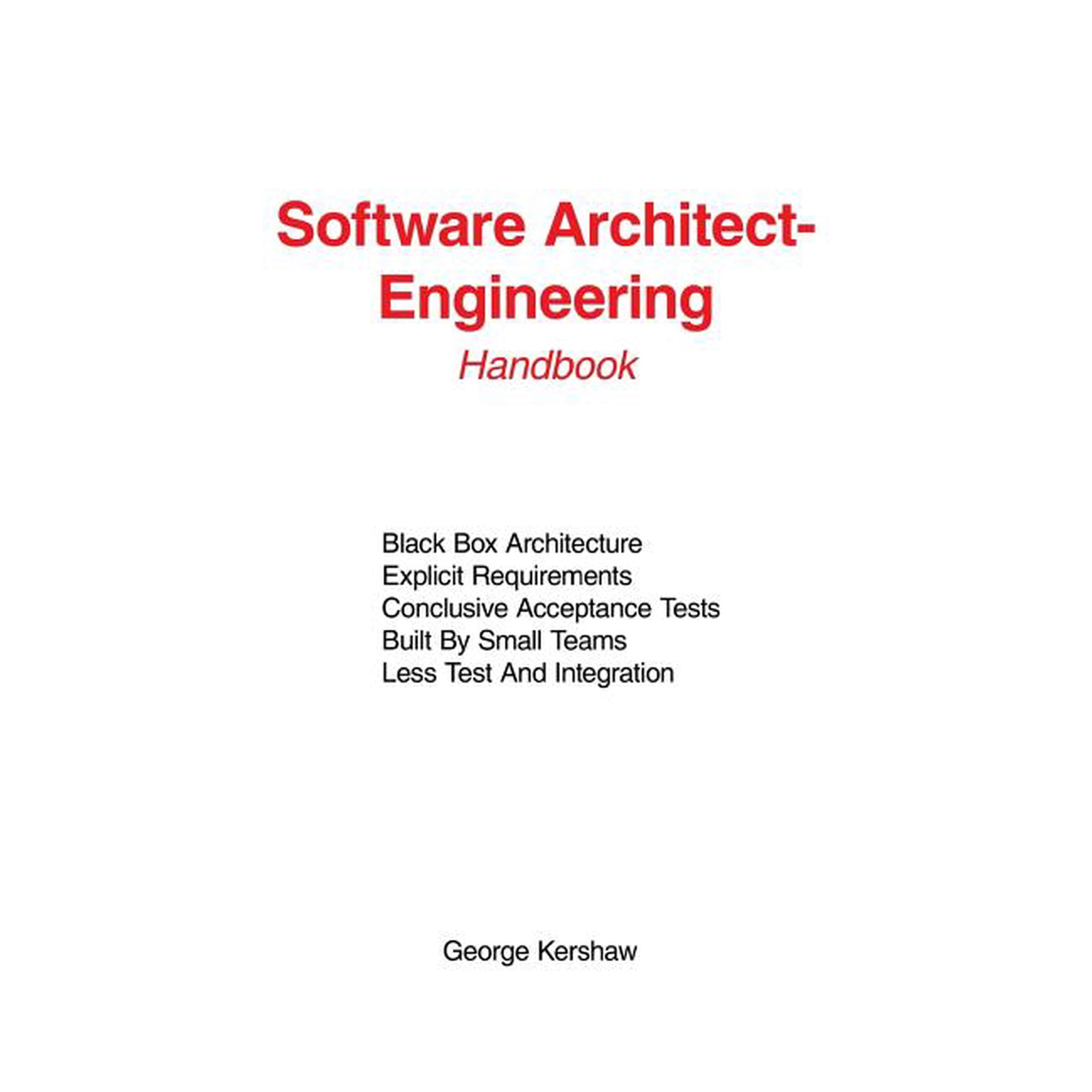 Software Architect-Engineering: Handbook, (Paperback)