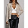 thumbnail image 5 of Women'S Stand Up Collar Cardigan Trendy Sparkly Long Sleeve Cropped Casual Sequin Jacket Champagne Color M, 5 of 9