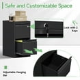 thumbnail image 5 of 17.8" D Black File Cabinet, 2 Drawer File Cabinets with Lock, Small Metal Vertical Filing Cabinets for Home Office, Locking File Cabinet for Letter/Legal/A4/F4 Size, Assemble Required, 5 of 8