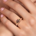 thumbnail image 4 of Gem Stone King 18K Rose Gold Plated Silver Red Tiger Eye and Green Nano Emerald 3 Stone Engagement Ring for Women | 1.30 Cttw | Oval 8X6MM | Round 2MM | Gemstone Birthstone | Size 5, 4 of 6