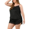 thumbnail image 6 of Agnes Orinda Women's Plus Lace Panel Sleeveless Cami Elastic Waist Shorts Pajama Sets, 6 of 7