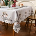 thumbnail image 4 of Christmas Tablecloth, Christmas Snowman Decor Table Cover Xmas Decorations for Home Winter Holiday Grey Scallop Edge Party Table Decorations 60 x 84 Inch, 4 of 6
