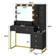 thumbnail image 2 of MYXSRI Tocador, Vanity con Espejo y Luces LED Ajustables, Tocador de Maquillaje con Luces y Estación de Carga, 5 Cajones y Estantes de Almacenamiento para Recamara, 100 * 40 * 143cm (Negro), 2 of 8