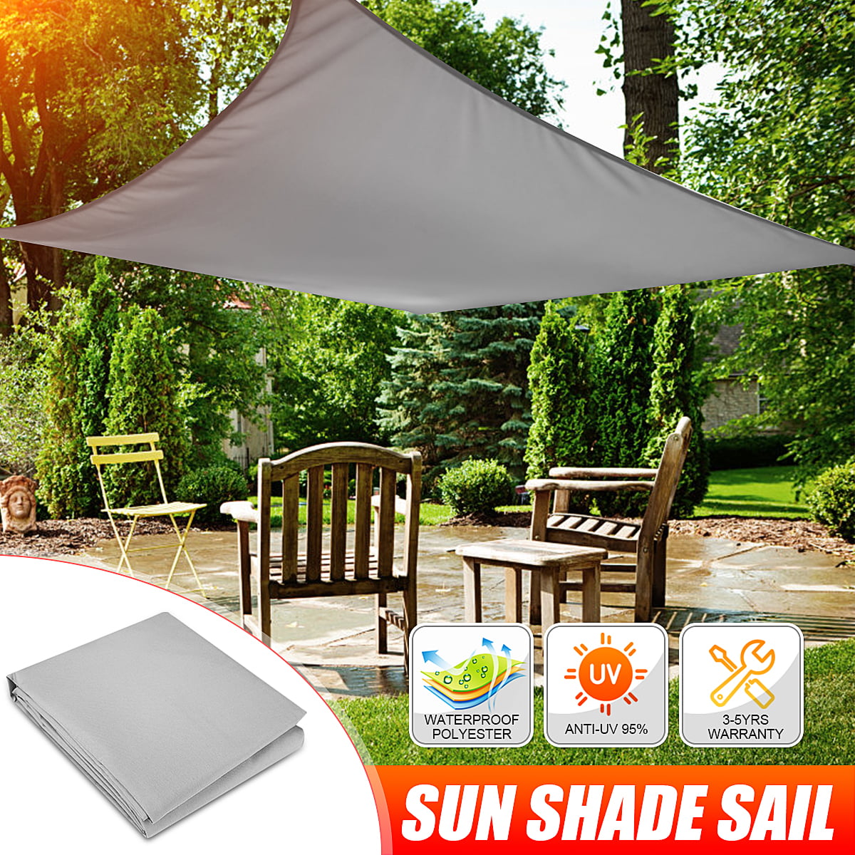 10FT Triangular Waterproof Sun Shade Sail Garden Patio Awning Canopy Sun Shelter