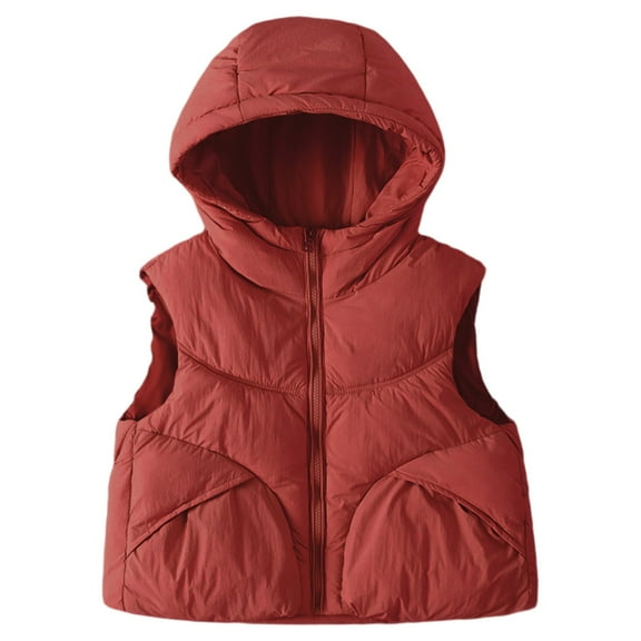 REDARER Kids Hooded Vest, Thick Loose Fit Sleeveless Jacket for Boys and Girls, Cozy Padded Outerwear for Casual Fall Winter Wear,Size:9-10 Years