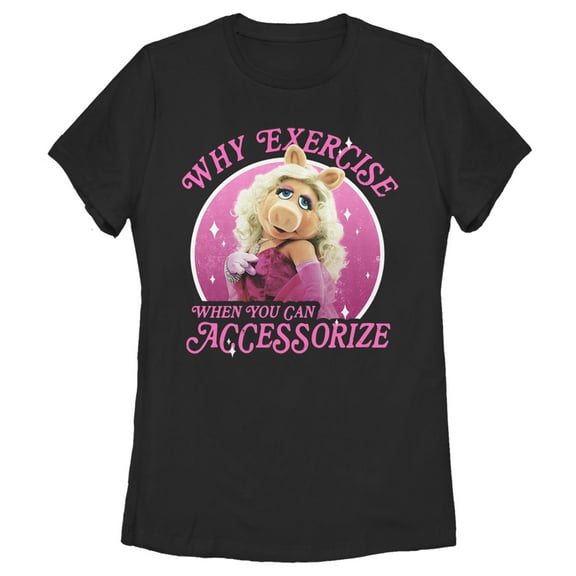 Women's The Muppets Miss Piggy Accessorize Graphic Tee Black Medium