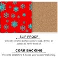 thumbnail image 2 of SKYSONIC Snowflakes On Red Printed Square Ceramic Coaster for Drinks with Cork Base for Coffee Cups Place Mats for Home Decor Set of 4 Pieces, 2 of 4
