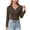Brown, variant on Staron Women's Stretch Poplin Button-Down Shirt Fitted Short Sleeve Pointed Collar Solid Casual Office Blouse, White S