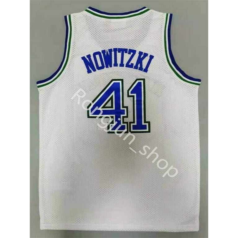 NBA_ Mitchell and Ness Vintage Basketball Jerseys Kevin Garnett 21 Patrick Ewing 33 Dirk Nowitzki 41 Mike Bibby 10 Retro Blue White Black Green''nba'' jersey