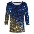 thumbnail image 5 of Fiudx Ofertas Del Día Blusa Holgada con Cuello Redondo Retro y Manga Tres Cuartos a La Moda para Mujer, 5 of 5