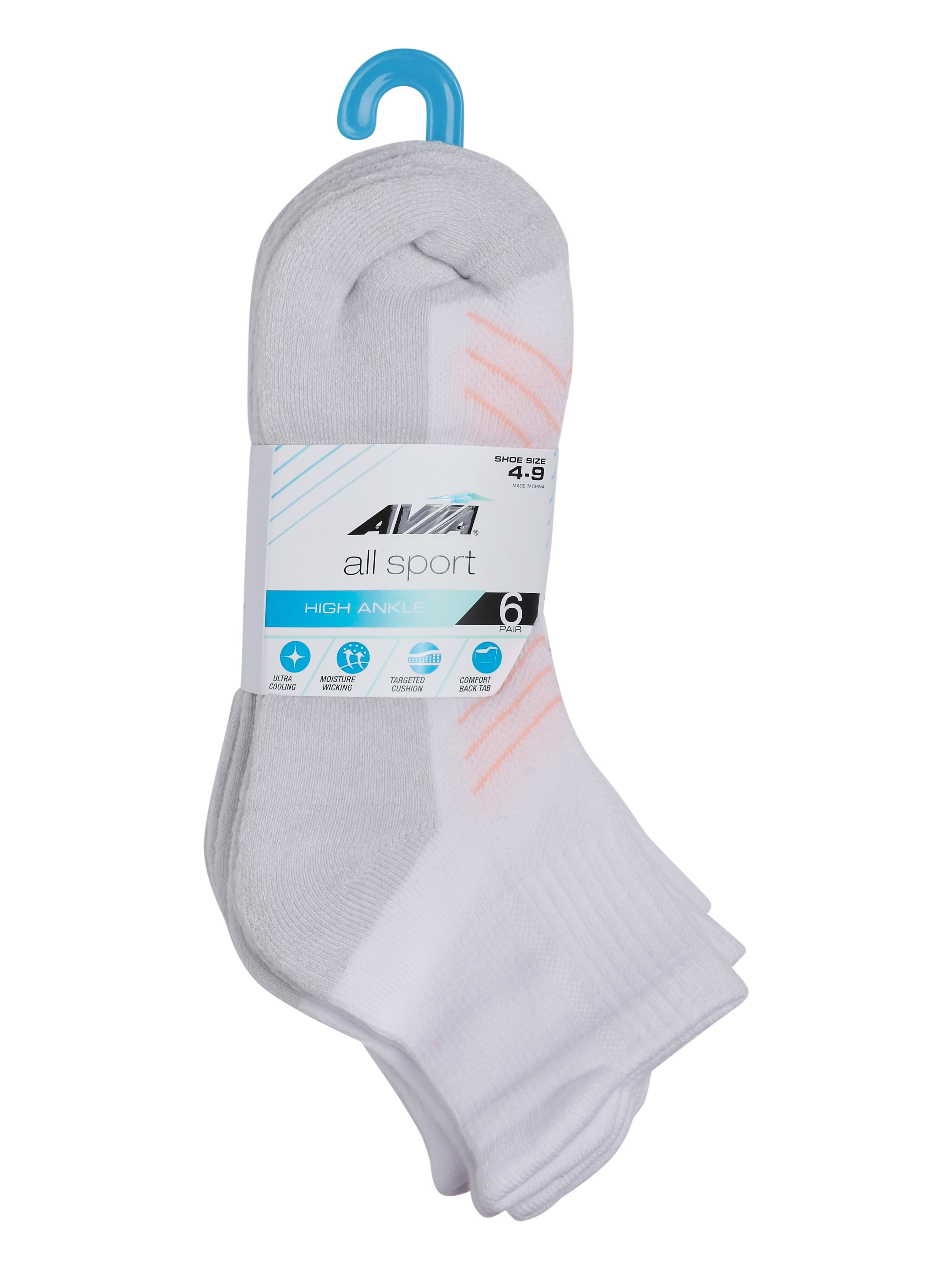 Avia Women's All Sport Cushion High Ankle Socks, 6-Pack