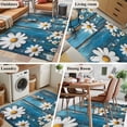 thumbnail image 6 of Blue Wooden Daisy Large Area Rugs for Bedroom Living Room, Non Slip Carpet Bedside Rug, Vintage Farmhouse Butterfly Flowers Rectangular Floor Cover Kitchen Accent Rug 4'x6' for Dining Room/Office, 6 of 9