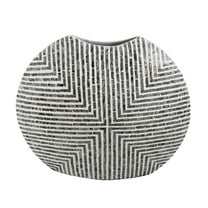 A & B Home Contemporary Oval Capiz Vase With Black And White Finish 48750