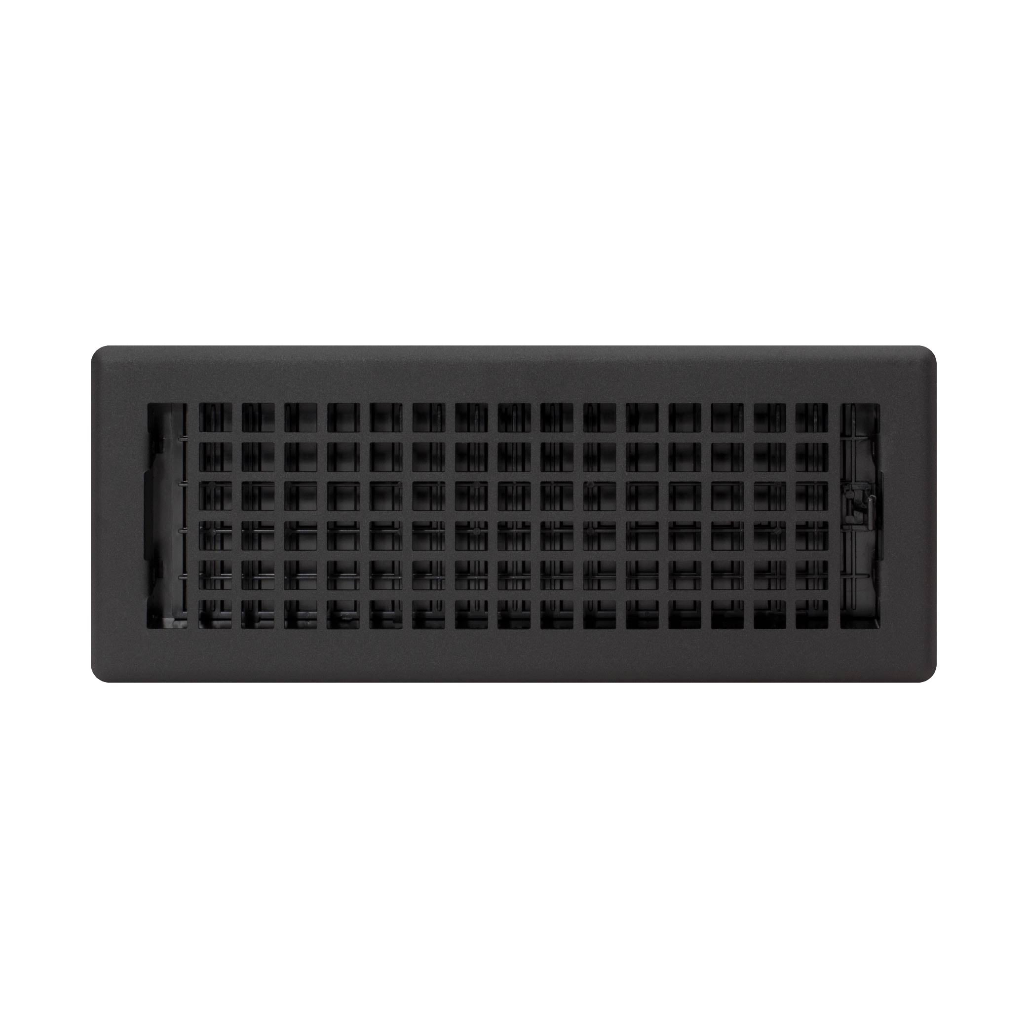 Decor Grates (4-Pack) 4x12 Lattice Floor Register Vent Cover, Adjustable Airflow Control, Textured Black (LTH412-BLK)
