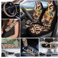 thumbnail image 2 of Yuyamidu Highland Cow Car Seat Cover Set of 16 Blue Butterfly Steering Wheel Cover Seat Belt Pads Brown Cow Print Car Sunshade Gear Shift Knob Cover Rearview Mirror Cover Coasters for SUV Van, 2 of 7