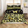 thumbnail image 1 of Erosebridal Housse de Couette à Imprimé Léopard Doré Grand Lit, Ensembles de Literie Chic Papillon Format Grand Lit pour Filles, Réversible 3 Pcs, (Sans Couette), 1 of 6