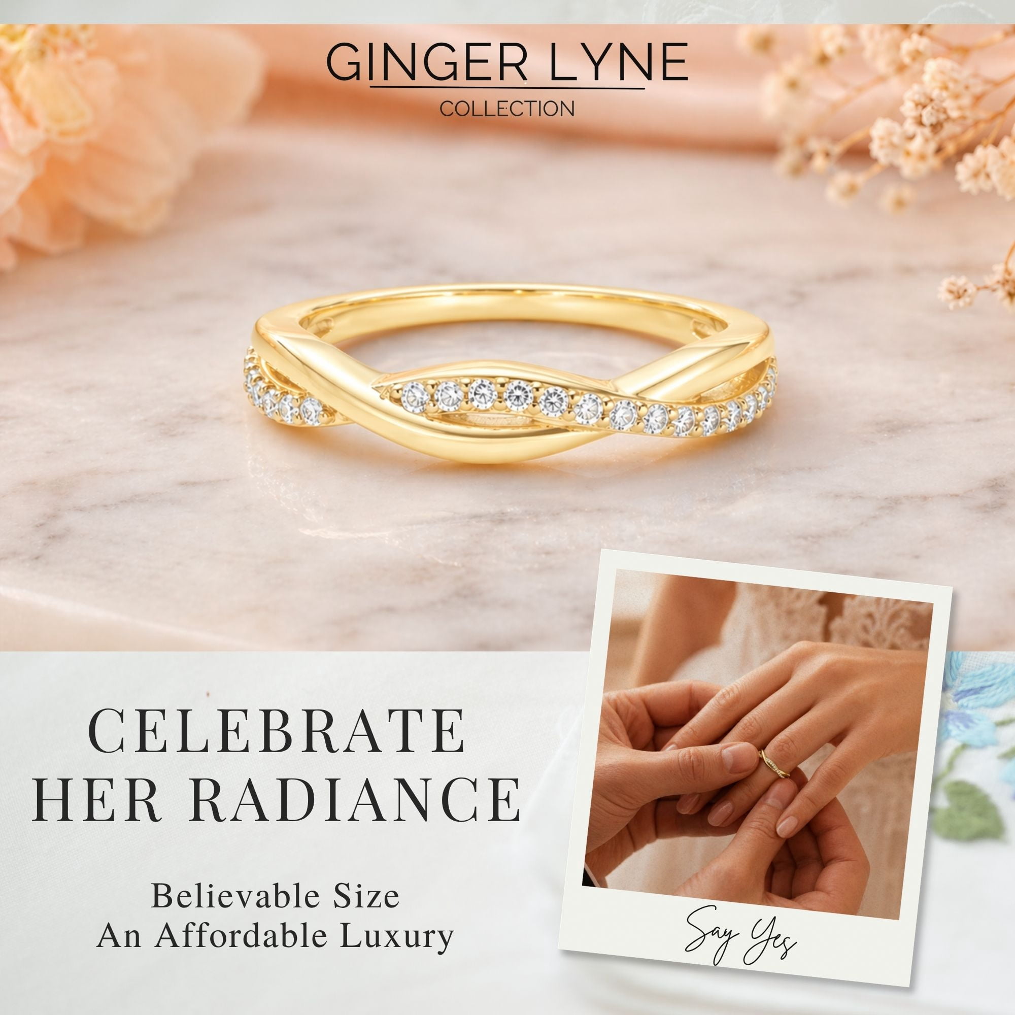 Queena Sterling Silver Wedding Band for Women Half Eternity Cz Anniversary Ring by Ginger Lyne Collection