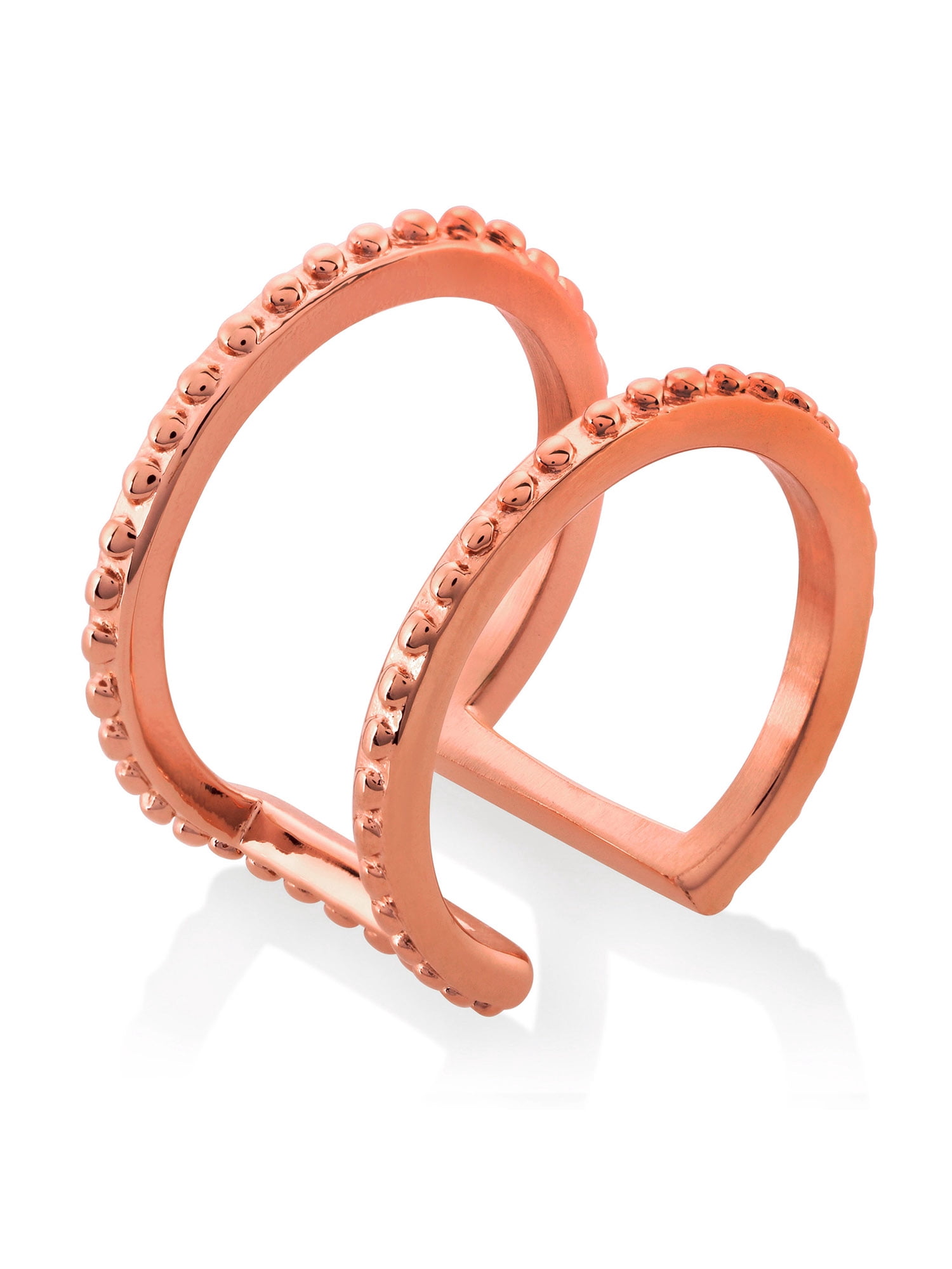 ELYA Jewelry Women's Polished Studded Edges Rose Gold Open Cuff Ring