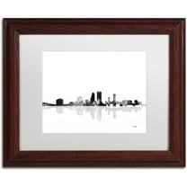 Trademark Fine Art "Jacksonville Florida Skyline BG-1" Canvas Art by Marlene Watson, White Matte, Wood Frame