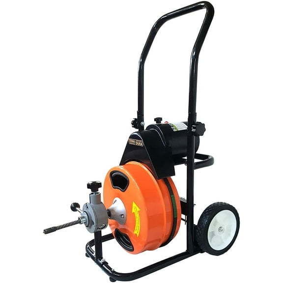 TENADURA Drain Snake Sewer Machine ½” X 50′ Electric Drain Cleaner Power Auto Feed 5 Cutters