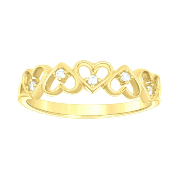 14k 14kt Yellow Gold Womens Cubic-Zirconia Multi Hearts Ring