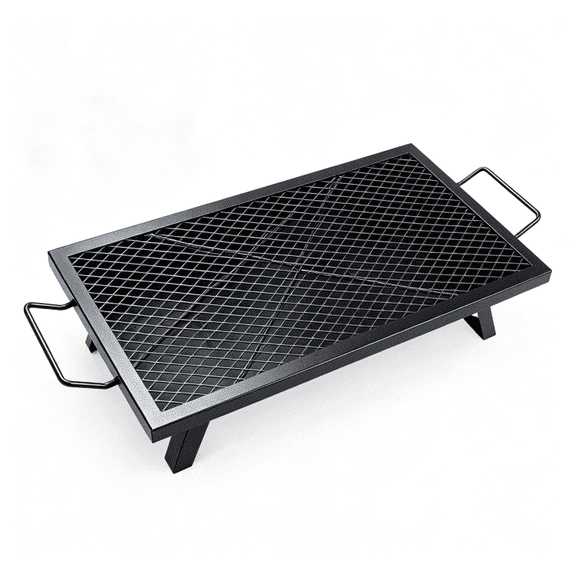 32 Inch Rectangle Heavy Duty Steel Fire Pit Grill Grate, Portable Campfire BBQ Cooking Grid with Side Handles