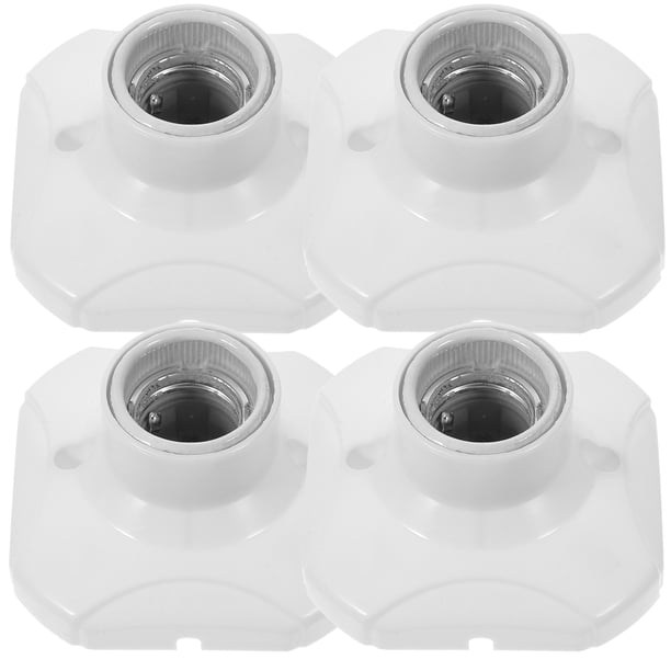 Portalámparas de cerámica y porcelana con base plana ignífuga, 4 unidades, 250 V, 6 A, cuadrado, E27
