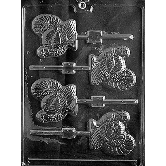 Grandmama's Goodies T010 Turkey Lollipop Thanksgiving Chocolate Candy Soap Mold with Exclusive Molding Instructions