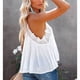 thumbnail image 4 of Lace Trim Spaghetti Strap Tank Top Lace Spaghetti Strap Sleeveless Shirt Women Slip Lace Trim Top Sleeveless V Neck Loose Fitting Base Camisole Breathable Machine Wash For Party ANGGREK M blanco, 4 of 6