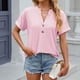 thumbnail image 5 of Blusa Superior Fiudx de Camiseta con Botones y Cuello En V de Manga Corta Sólida para Mujer, 5 of 6
