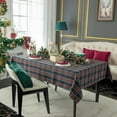 thumbnail image 5 of Christmas Blue Plaid Waterproof Tablecloth \u2013 Classic Woven Check Design \u2013 Holiday Dining Table Cover for Xmas Parties, Stain-Resistant & Durable, W60 x L120 in, 5 of 6