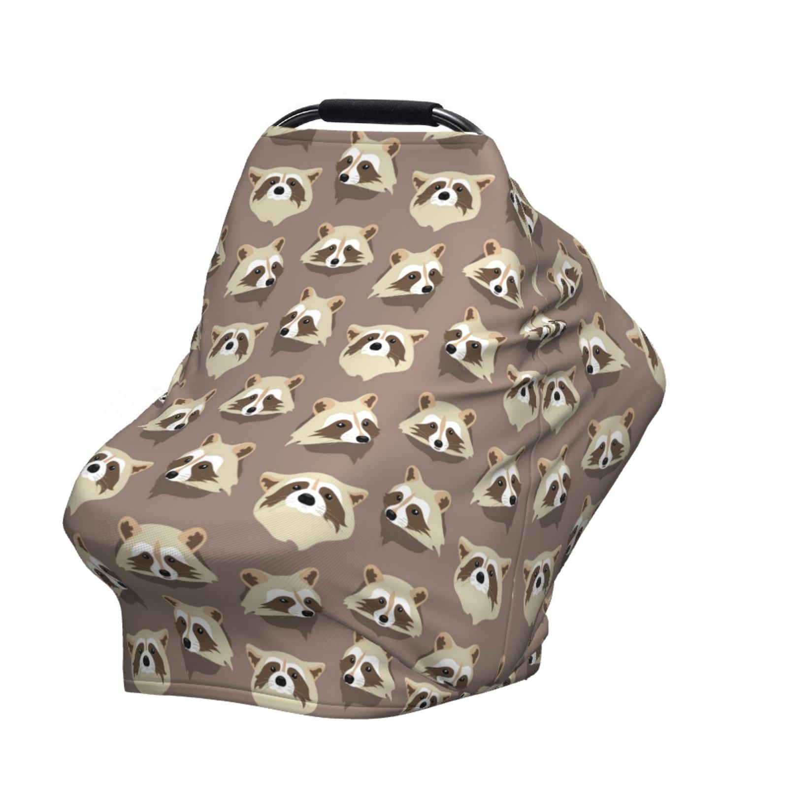 Fotbe Raccoon Pattern Car Seat Covers for Babies, Nursing Breastfeeding Cover Infant Carseat Canopy, Soft Stretchy Carrier Cover