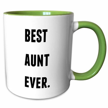 3dRose Best Aunt Ever, Black Letters On A White Background - Two Tone Green Mug,