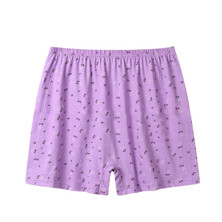 Cotton Thong Underwear for Women Women s Cotton Underwear Soft Comfortable Floral Printed Casual Loose Boy Shorts Panties Elderly Loungewear Bottoms Sleep Shorts Briefs Purple XL
