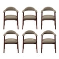 thumbnail image 2 of AFO Upholstered Dining Chairs Set of 6, Mid-Century Modern Fabric Kitchen Arm Chairs with Rubberwood Frame, Camel, 2 of 10