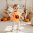 thumbnail image 4 of LIIPEE Boys Girls Onesie Halloween Cartoon Pumpkin Embroidery Long Sleeve Round Neck Striped Bodysuit Girl Breathable Holiday School Party One-Pieces,Orange,60, 4 of 9