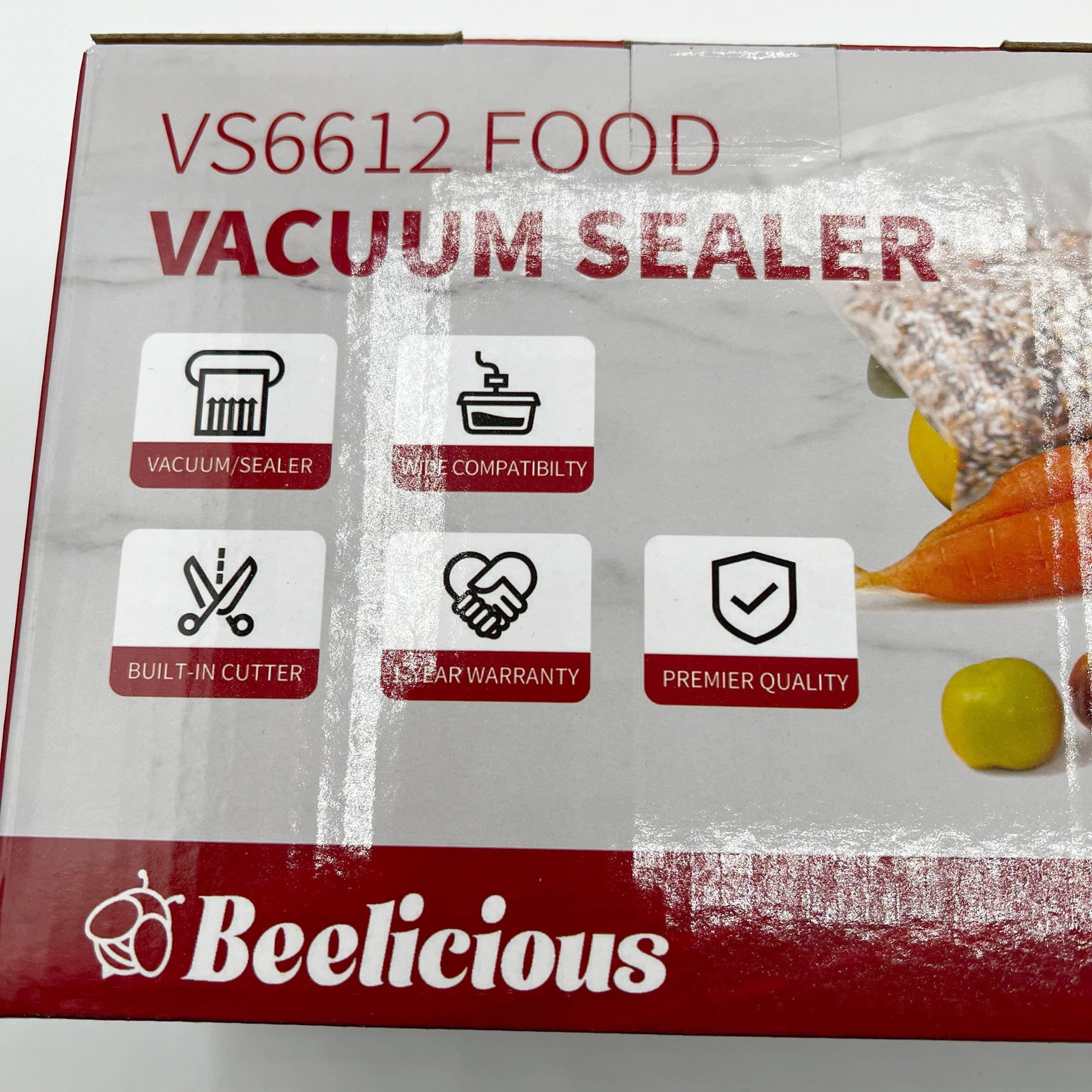 Beelicious Vacuum Sealer Machine, with Starter Kit Beelicious Automatic Air Sealing for Food Storage, Build-in Cutter, Moist Mode, EXT-VAC