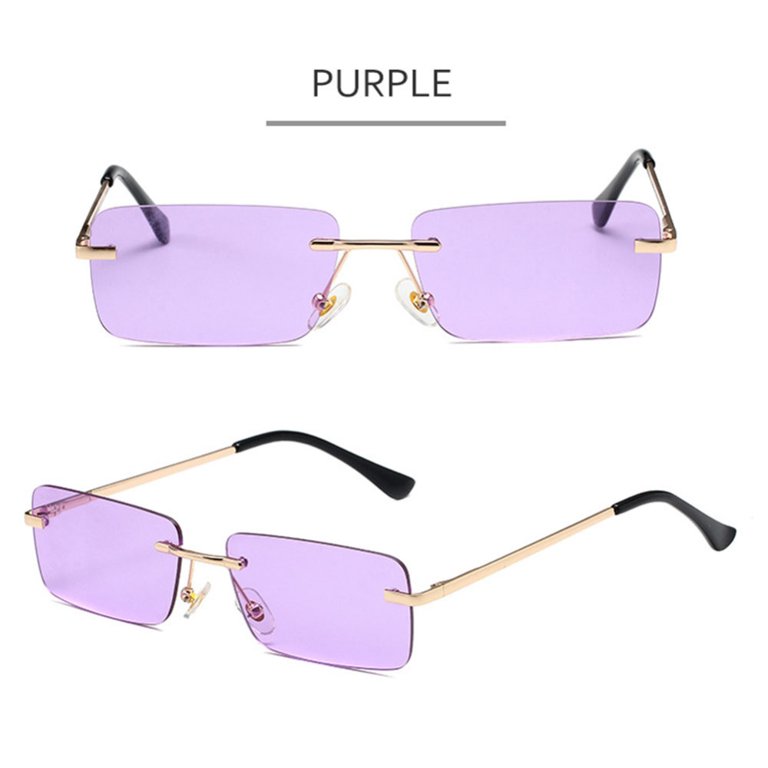 Fashion Rimless Sunglasses Small Square Frame Driving Glasses For Women Men