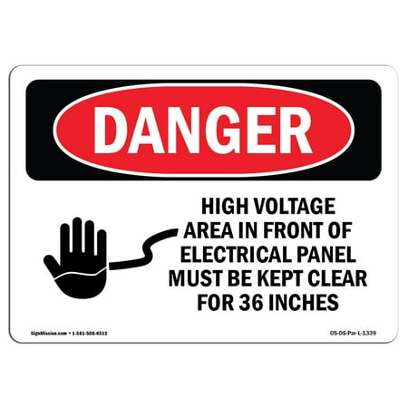 OSHA Danger Sign - High Voltage Area Electrical Panel 36 Inches 10