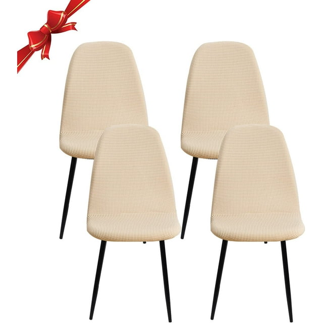 Juego de 4 fundas elásticas ZHAOCHENG para sillas de comedor escandinavas color beige