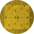 thumbnail image 1 of Ahgly Company Machine Washable Indoor Round Oriental Yellow Industrial Area Rugs, 7' Round, 1 of 4