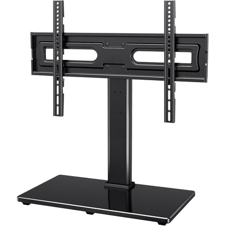 MountFTV Universal Table Top TV Stand for 32-80" Flat Screen TVs with 9 Height Adjustable,Universal Tabletop tv stand with Alloy Steel Glass Base, Max 600x400mm, Holds up to 110 lbs