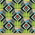 thumbnail image 2 of Cactus Fabric by the Yard, Love Themed Geometric Background Diamond Pattern Rectangles with Plants in Pots, Decorative Upholstery Fabric for Chairs & Home Accents, Multicolor by Ambesonne, 2 of 5