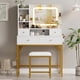 thumbnail image 1 of Makeup vanity escritorio con mirror estación de carga LED lights 4 cajones 2 abiertos estantes y stool para dormitorio o makeup studio, 1 of 5