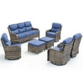 thumbnail image 2 of Unnifurnzi 7 Pieces Patio Furniture-All Weather Wicker Outdoor Swivel Chairs Set of 4 High Back Patio Sofa with Outdoor Footstool Outdoor Patio Furniture for Deck Porch Poolside Balcony-Gray/Blue, 2 of 7